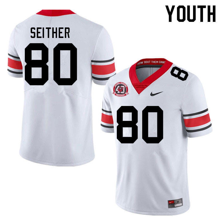 Youth #80 Brett Seither Georgia Bulldogs Nationals Champions 40th Anniversary College Football Jerse